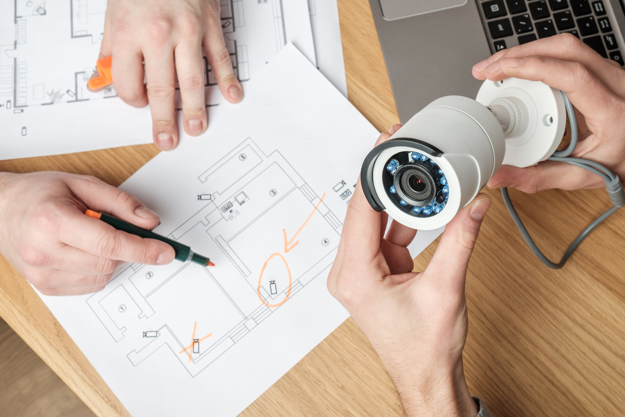 Planning camera placement on a blueprint